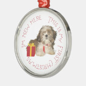 Shih Tzu Puppy First Kerstmis Metalen Ornament (Links)