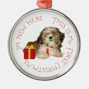 Shih Tzu Puppy First Kerstmis Metalen Ornament