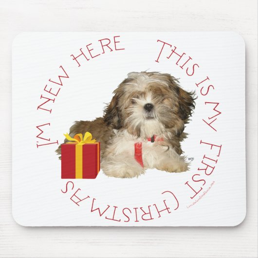 Shih Tzu Puppy First Kerstmis Muismat (Voorkant)