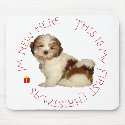 Shih Tzu Puppy First Kerstmis Muismat (Voorkant)