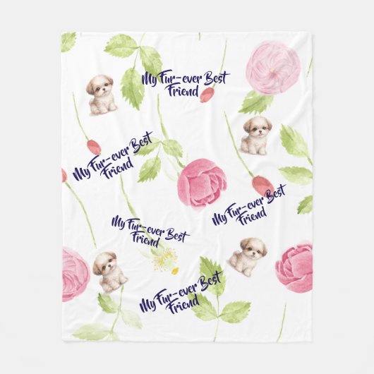 Shih Tzu Puppy Fleece Dekens (Voorkant)