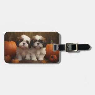 Shih Tzu Puppy Herfst Delight Pompoen Bagagelabel