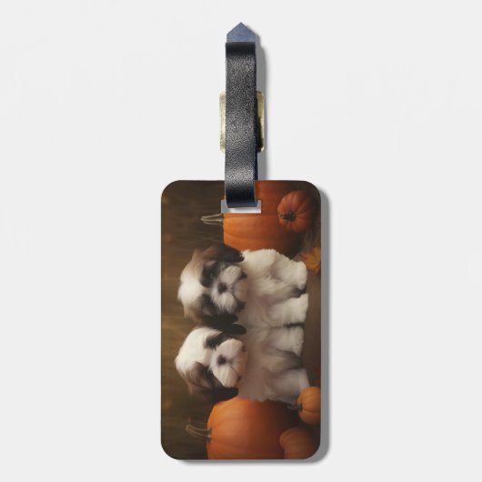 Shih Tzu Puppy Herfst Delight Pompoen Bagagelabel