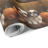 Shih Tzu Puppy Herfst Delight Pompoen Cadeaupapier (Rol Hoek)