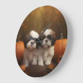 Shih Tzu Puppy Herfst Delight Pompoen Grote Klok (Hoek)