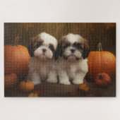 Shih Tzu Puppy Herfst Delight Pompoen Legpuzzel (Horizontaal)