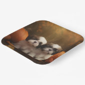 Shih Tzu Puppy Herfst Delight Pompoen Papieren Bordje (Gebogen)