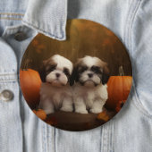 Shih Tzu Puppy Herfst Delight Pompoen Ronde Button 6,0 Cm (In situ)