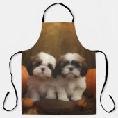 Shih Tzu Puppy Herfst Delight Pompoen Schort (Voorkant)