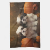 Shih Tzu Puppy Herfst Delight Pompoen Theedoek (Verticaal)