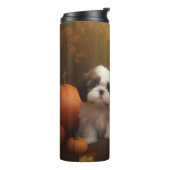 Shih Tzu Puppy Herfst Delight Pompoen Thermosbeker (Gedraaid links)