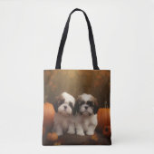 Shih Tzu Puppy Herfst Delight Pompoen Tote Bag (Voorkant)