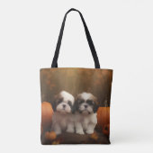 Shih Tzu Puppy Herfst Delight Pompoen Tote Bag (Achterkant)