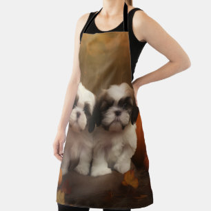 Shih Tzu Puppy Herfst Plezier Pompoen  Schort