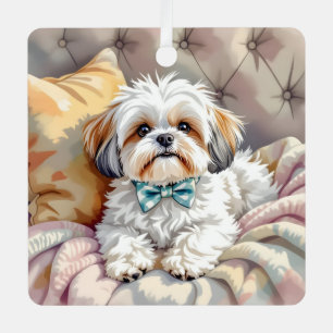 Shih tzu Puppy Hond Gepersonaliseerde Kerst Metalen Ornament