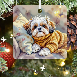 Shih tzu Puppy Hond Gepersonaliseerde Kerst Metalen Ornament