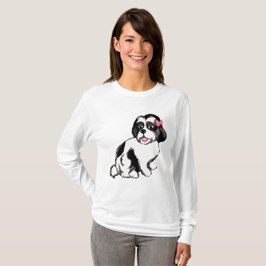 Shih Tzu Puppy Women's Long-hoeve T-Shirt (Voorkant volledig)