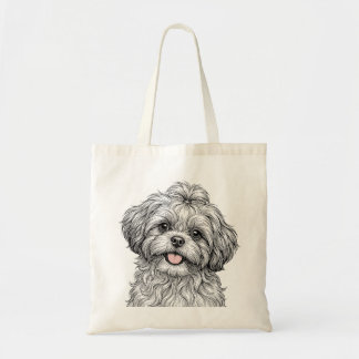 Shih Tzu Puppy Zwart En Wit Boodschappentas Tote Bag