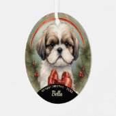 Shih Tzu Puppy's eerste kerst Ornament (Voorkant links)