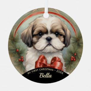 Shih Tzu Puppy's eerste kerst Ornament