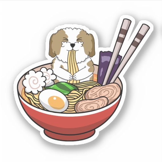 Shih Tzu Ramen Design Sticker (Voorkant)
