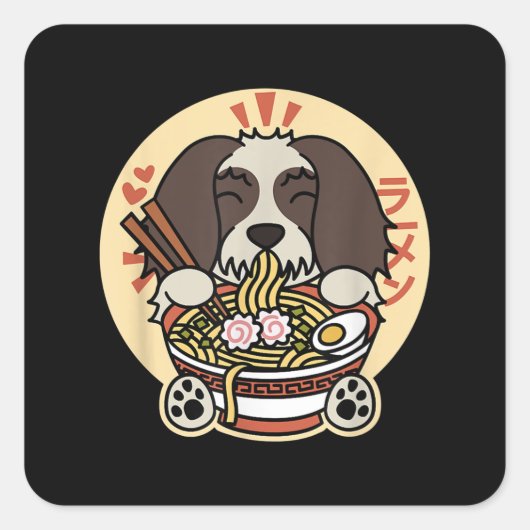 Shih Tzu Ramen Funny Dog Gift Vierkante Sticker (Voorkant)