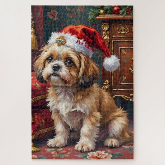 Shih Tzu Regal Christmas Topknot Hat Legpuzzel (Verticaal)
