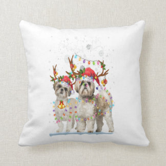 Shih Tzu Reindeer Xmas Light Christmas Gift Kussen