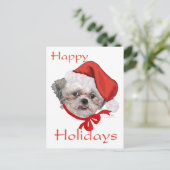 Shih Tzu Rescue Dog Prettige feestdagen (Staand voorkant)