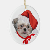 Shih Tzu Rescue Dog Prettige feestdagen Keramisch Ornament (Rechts)