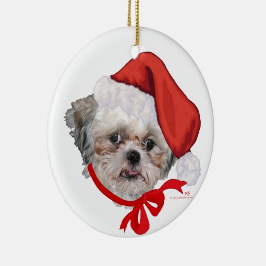 Shih Tzu Rescue Dog Prettige feestdagen Keramisch Ornament (Rechts)