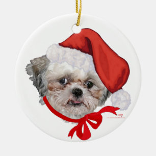 Shih Tzu Rescue Dog Prettige feestdagen Keramisch Ornament