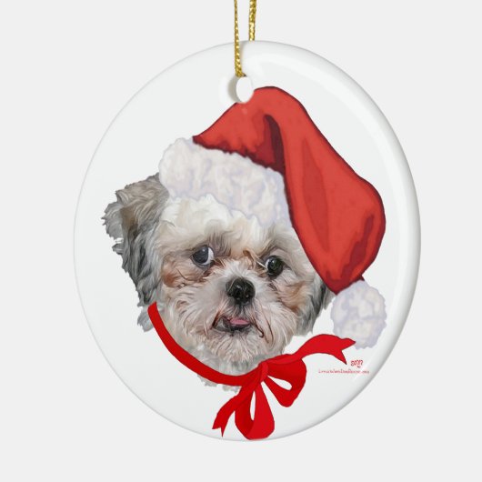 Shih Tzu Rescue Dog Prettige feestdagen Keramisch Ornament (Links)