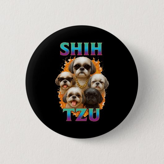 Shih Tzu Ronde Button 5,7 Cm (Voorkant)