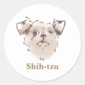 Shih-tzu Ronde Sticker (Voorkant)