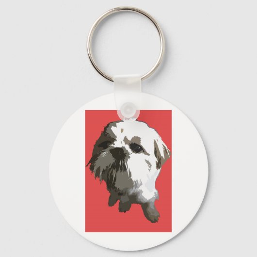 Shih Tzu (rood) Sleutelhanger (Voorkant)