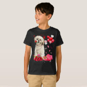 Shih Tzu Rose Heart Happy Valentine Day Dog Mom  T-shirt (Voorkant volledig)