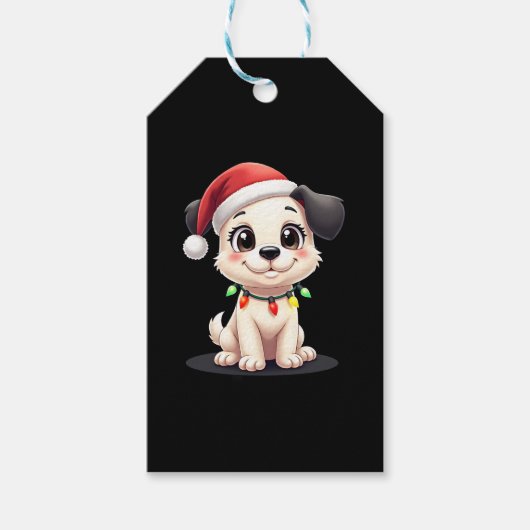 Shih Tzu Santa Christmas Tree Lights Xmas Dog Love Cadeaulabel (Voorkant)