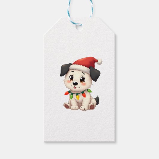 Shih Tzu Santa Christmas Tree Lights Xmas Dog Love Cadeaulabel (Voorkant)