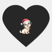 Shih Tzu Santa Christmas Tree Lights Xmas Dog Love Hart Sticker (Voorkant)