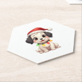 Shih Tzu Santa Christmas Tree Lights Xmas Dog Love Kartonnen Onderzetters (Schuin)