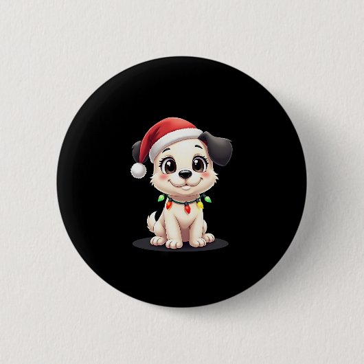 Shih Tzu Santa Christmas Tree Lights Xmas Dog Love Ronde Button 5,7 Cm (Voorkant)