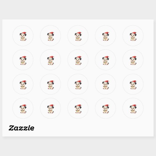 Shih Tzu Santa Christmas Tree Lights Xmas Dog Love Ronde Sticker (Vel)