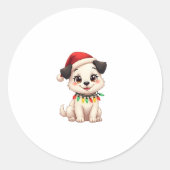 Shih Tzu Santa Christmas Tree Lights Xmas Dog Love Ronde Sticker (Voorkant)