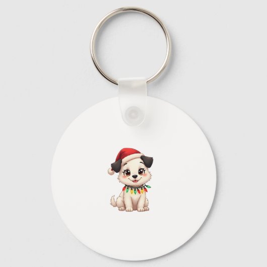Shih Tzu Santa Christmas Tree Lights Xmas Dog Love Sleutelhanger (Voorkant)