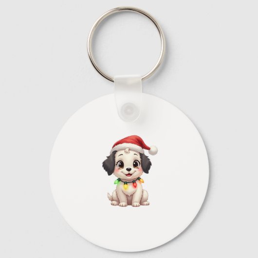 Shih Tzu Santa Christmas Tree Lights Xmas Dog Love Sleutelhanger (Voorkant)
