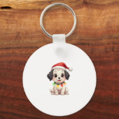 Shih Tzu Santa Christmas Tree Lights Xmas Dog Love Sleutelhanger (Voorkant)