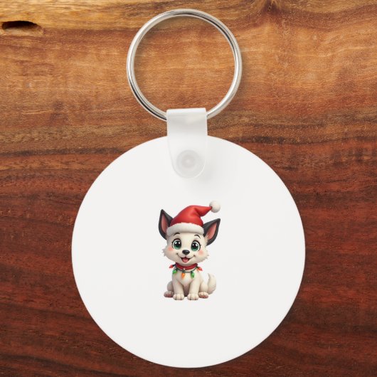 Shih Tzu Santa Christmas Tree Lights Xmas Dog Love Sleutelhanger (Voorkant)