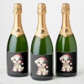 Shih Tzu Santa Christmas Tree Lights Xmas Dog Love Sparkling Wijnetiket (Flessen)