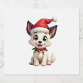 Shih Tzu Santa Christmas Tree Lights Xmas Dog Love Sparkling Wijnetiket (Enkel label)